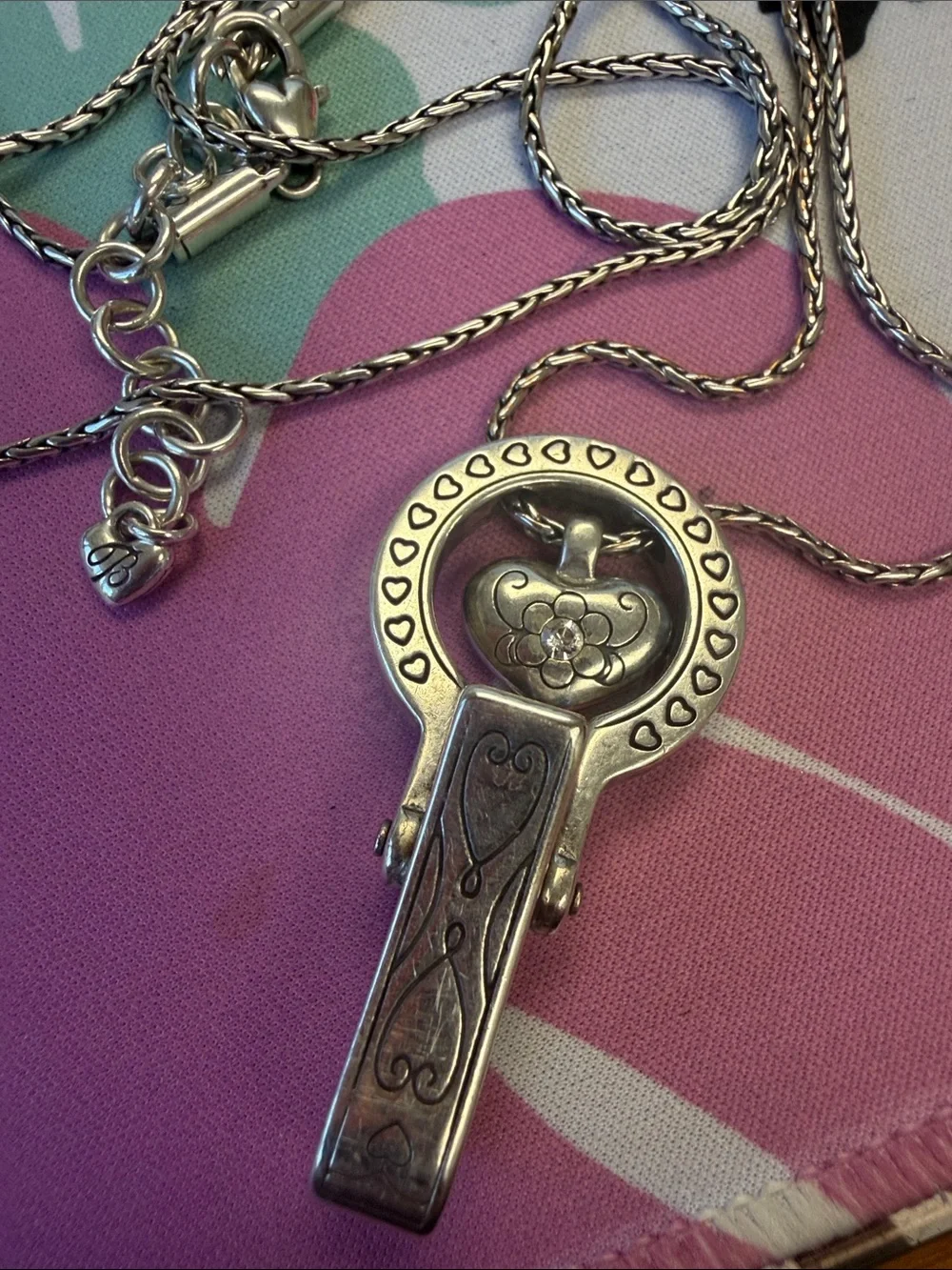 Brighton Silver-Tone Heart Clip Locket Necklace